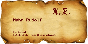 Mahr Rudolf névjegykártya